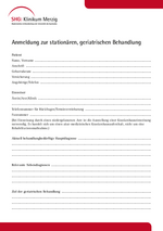 Anmeldung zur stationären, geriatrischen Behandlung